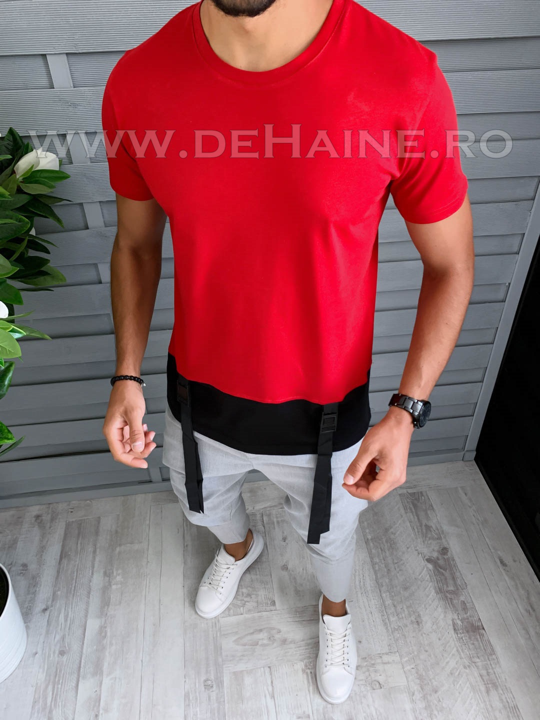 Tricou barbati rosu slim fit vagabond b1957 p7-1